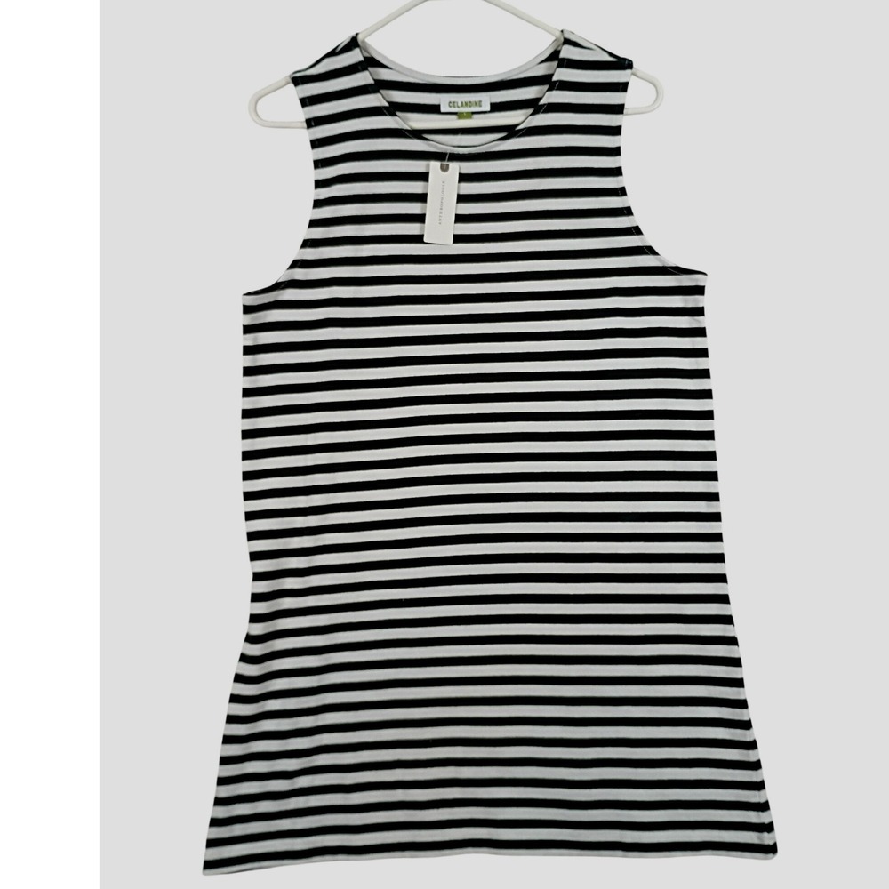 Celandine Mini Shift Dress Striped Women L Black White Sleeveless Anthropologie